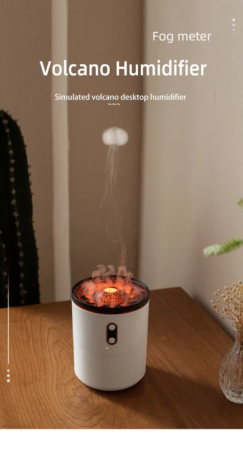 450ml 3D Simulated Flame Volcano Aroma Diffuser Ultrasonic Smart Cool Mist Jellyfish Diffuser for Home Office