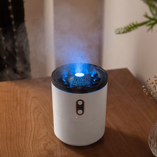 450 ミリリットル 3D 模擬炎火山アロマディフューザー超音波スマートクールミストクラゲディフューザーホームオフィス用
